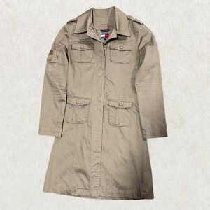 Vintage Tommy Hilfiger Women’s Military Coat – Size M, Khaki.